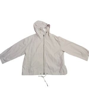 Eileen Fisher Light Off-white Organic Cotton Hooded Utility Jacket L Outdoor